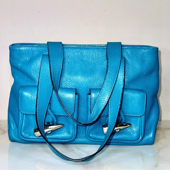 Auth RARE BURBERRY Blue Leather bag - Picture 6 of 13